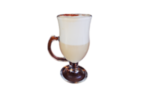 Capuccino caliente con cacao espolvoreado 